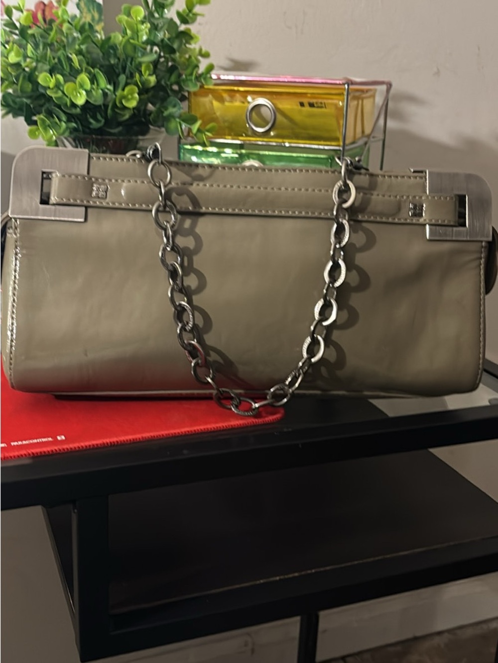 BCBGMaxAzria Olive Chain-Handle Shoulder Clutch
